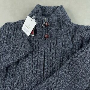 Original‎ Aran Co Knit Coat Cardigan Womens Medium Gray Merino Wool Full Zip NWT